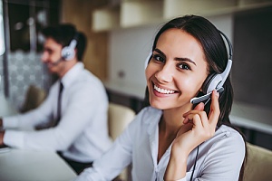 Woman employee at a call center